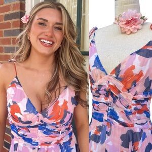 💫 En Saison Arlie Abstract Print Midi Dress - NEW